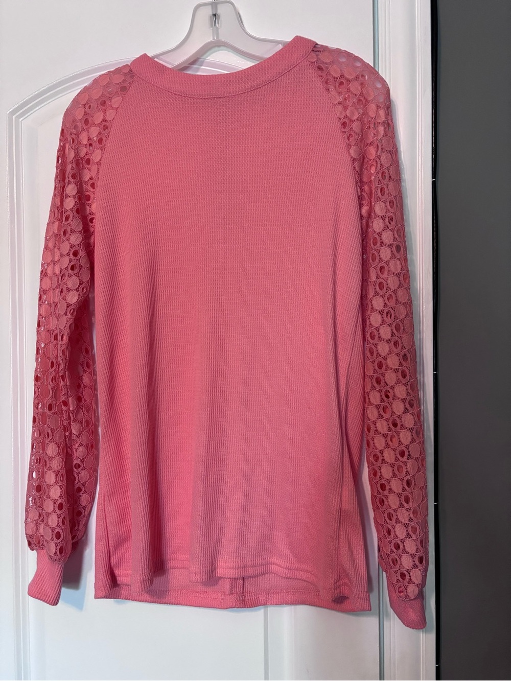 Miholl Pink Lace-Sleeve Women's Top Size Small